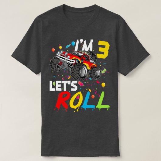 Kinder monster Truck 3 jaar oud Kind 3e T-shirt (Design voorkant)