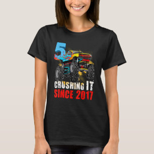 Kinder monster Truck 5th Birthday 5 Crushing Sinus T-shirt