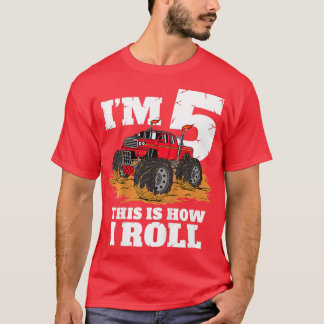 Kinder monster Truck 5th Birthday Boy 5 Year Old G T-shirt