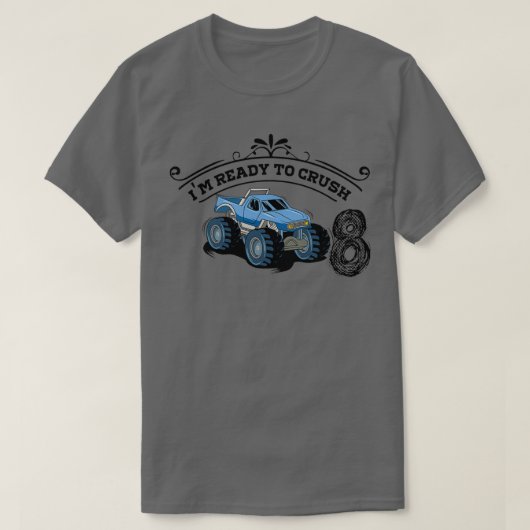 Kinder Monster Truck 8th Birthday Grappig grappig  T-shirt (Design voorkant)