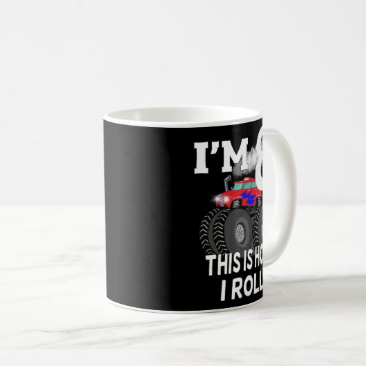 Kinder Monster Truck 8th Birthday Koffiemok (Voorkant rechts)