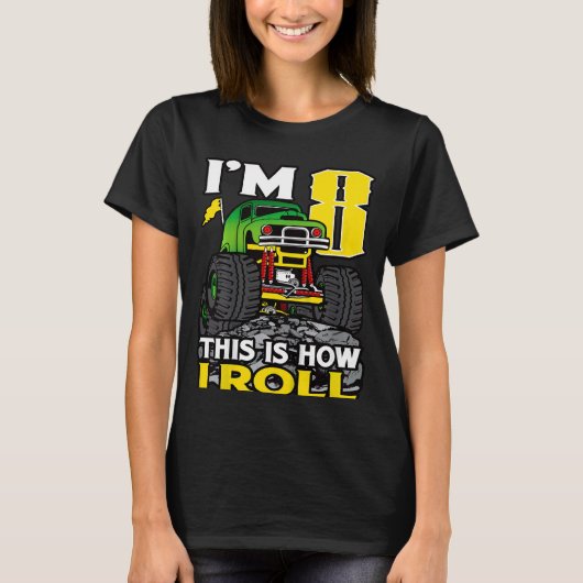 Kinder Monster truck 8th Birthday Top I'm 8This is (Voorkant)