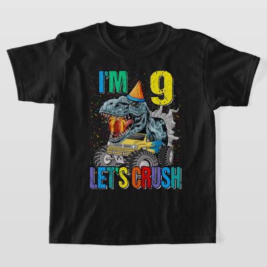 Kinder monster Truck 9 jaar oud T-shirt 9e verjaar (Laagn)