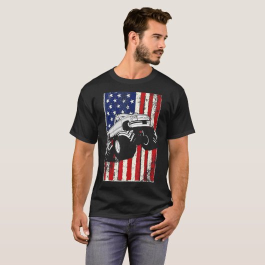 Kinder monster Truck American Flag Racing Usa Patr T-shirt (Voorkant volledig)