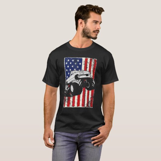 Kinder monster Truck American Flag Racing Usa Patr T-shirt (Voorkant volledig)