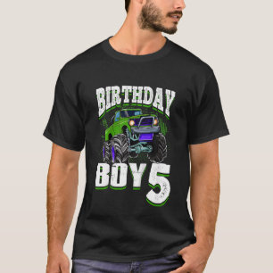 Kinder monster Truck Birthday Boy is 5 Kinder vijf T-shirt