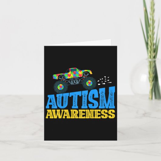 Kinder monster Truck Puzzle Piece Autisme Awarenes Kaart (Voorkant)