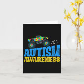 Kinder monster Truck Puzzle Piece Autisme Awarenes Kaart (Gele Bloem)