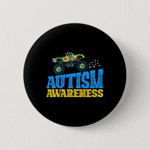 Kinder monster Truck Puzzle Piece Autisme Awarenes Ronde Button 5,7 Cm