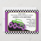 Kinder Monster Truck Racing Birthday Party Kaart (Voorkant)