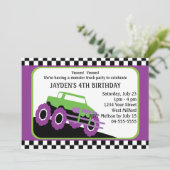 Kinder Monster Truck Racing Birthday Party Kaart (Staand voorkant)