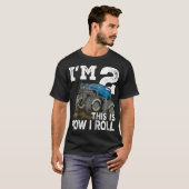 Kinder Monster Truck Rally 2e Verjaardagsfeest - T-shirt (Voorkant volledig)