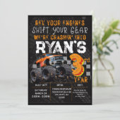 Kinder Monster Truck Rally 3rd Birthday Party Kaart (Staand voorkant)