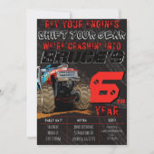 Kinder Monster Truck Rally Birthday Party Invitati Kaart (Voorkant)