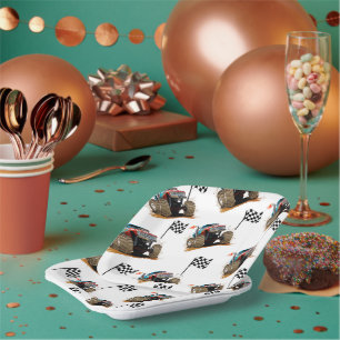 Kinder Monster Truck Rally Verjaardagsfeest Papieren Bordje