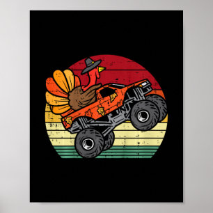 kinder Monster Truck Turkije Zonsondergang Retro T Poster