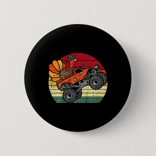 kinder Monster Truck Turkije Zonsondergang Retro T Ronde Button 5,7 Cm (Voorkant)