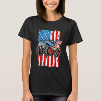 Kinder Monster Truck USA Flag Patriottische Jongen T-shirt