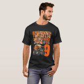 Kinder Monster Trucks 9th Birthday Party 9 Ys T-shirt (Voorkant volledig)