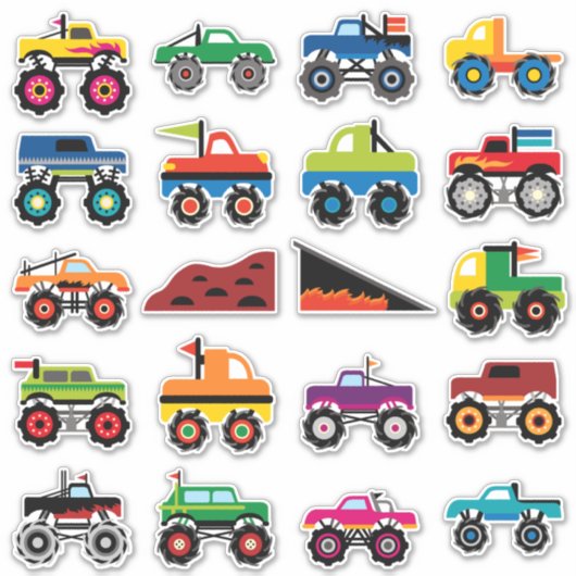 Kinder Monster Trucks Sticker (Voorkant)