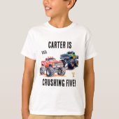 Kinder Monster Trucks Verjaardag T-shirt (Voorkant)