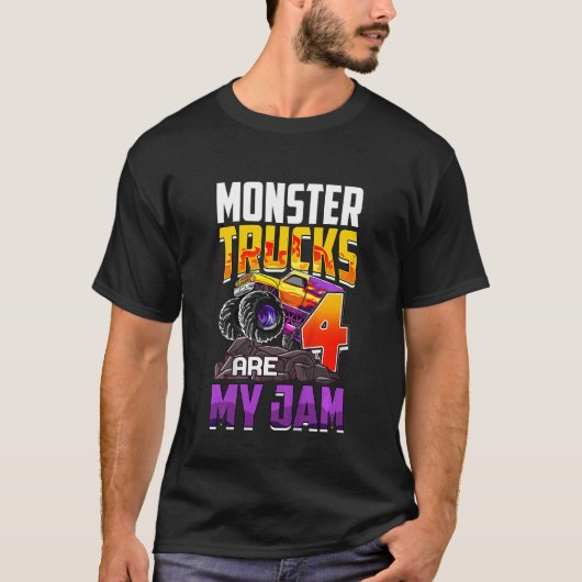 Kinder Monster Trucks zijn mijn jam 4e verjaardag  T-shirt (Voorkant)