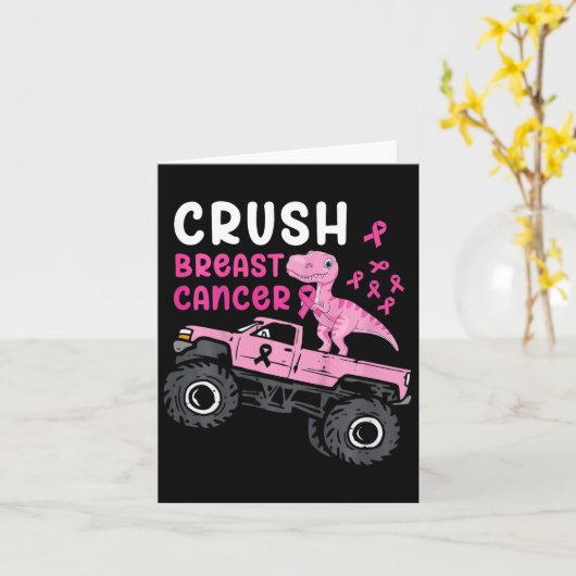 Kinder monstertruck dinosaurus verpletteren borstk kaart (Gele Bloem)