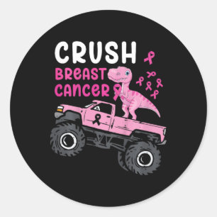 Kinder monstertruck dinosaurus verpletteren borstk ronde sticker