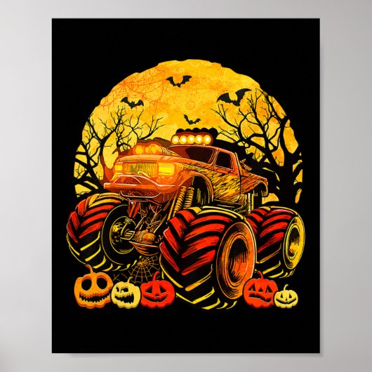Kinder monstertruck Halloween Jack O Lantern Boys Poster (Voorkant)