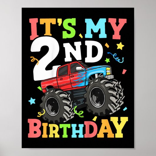 Kinder monstertruck is mijn 2e verjaardagsjongen t poster (Voorkant)