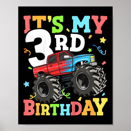 Kinder monstertruck is mijn 3e verjaardagsjongen 3 poster (Voorkant)