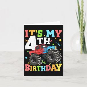 Kinder monstertruck is mijn 4e verjaardag Boy 4 Fo Kaart