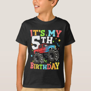 Kinder monstertruck is mijn 5e verjaardag Boy 5 Fi T-shirt