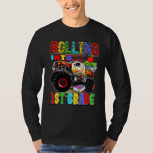 Kinder monstertruck terug naar school rollend in 1 t-shirt
