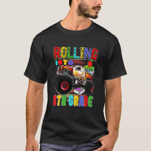 Kinder monstertruck terug naar school rollend naar t-shirt