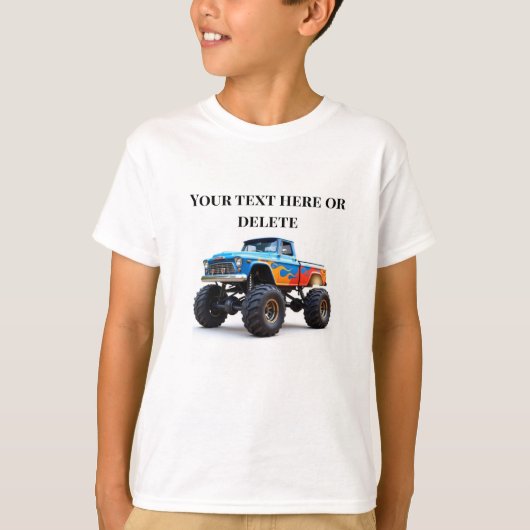 Kinder monstertrucks jarig t-shirt (Voorkant)