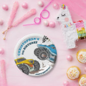 Kinder monstertrucks zijn jarig papieren bordje (Feest)