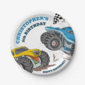 Kinder monstertrucks zijn jarig papieren bordje (Voorkant)