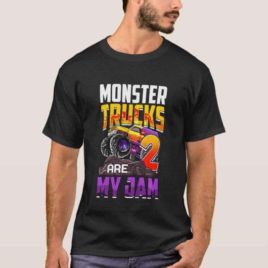 Kinder monstertrucks zijn mijn jam 2e verjaardag t-shirt (Voorkant)