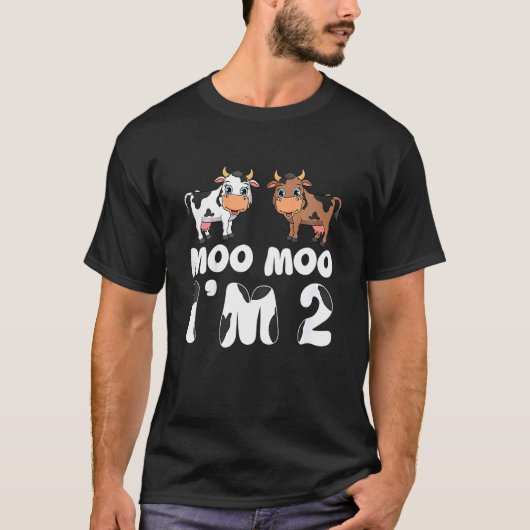 Kinder Moo Moo Ik ben twee Cute Koe 2e verjaardag  T-shirt (Voorkant)