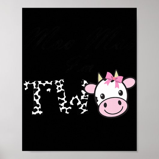 Kinder Moo Moo Ik ben twee jaar oud T-shirt 2 jaar Poster (Voorkant)