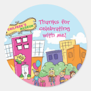 Kinder Museum Verjaardagsfeestje Wetenschap Kinder Ronde Sticker