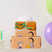Kinder muziek op gigantische cheeseburgers cadeaupapier