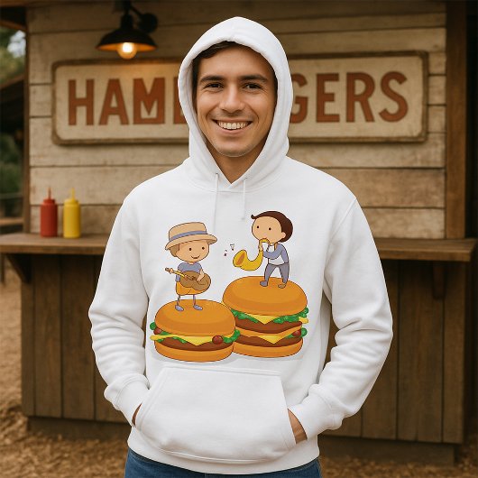 Kinder muziek op gigantische cheeseburgers hoodie