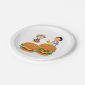 Kinder muziek op gigantische cheeseburgers papieren bordje (Gekanteld)