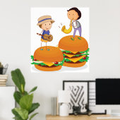 Kinder muziek op gigantische cheeseburgers poster (Thuiskantoor)