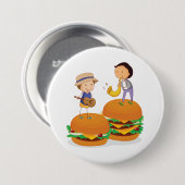 Kinder muziek op gigantische cheeseburgers ronde button 7,6 cm (Voorkant /achterkant)