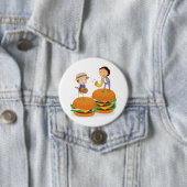 Kinder muziek op gigantische cheeseburgers ronde button 7,6 cm (In situ)