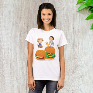 Kinder muziek op gigantische cheeseburgers t-shirt