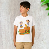 Kinder muziek op gigantische cheeseburgers t-shirt